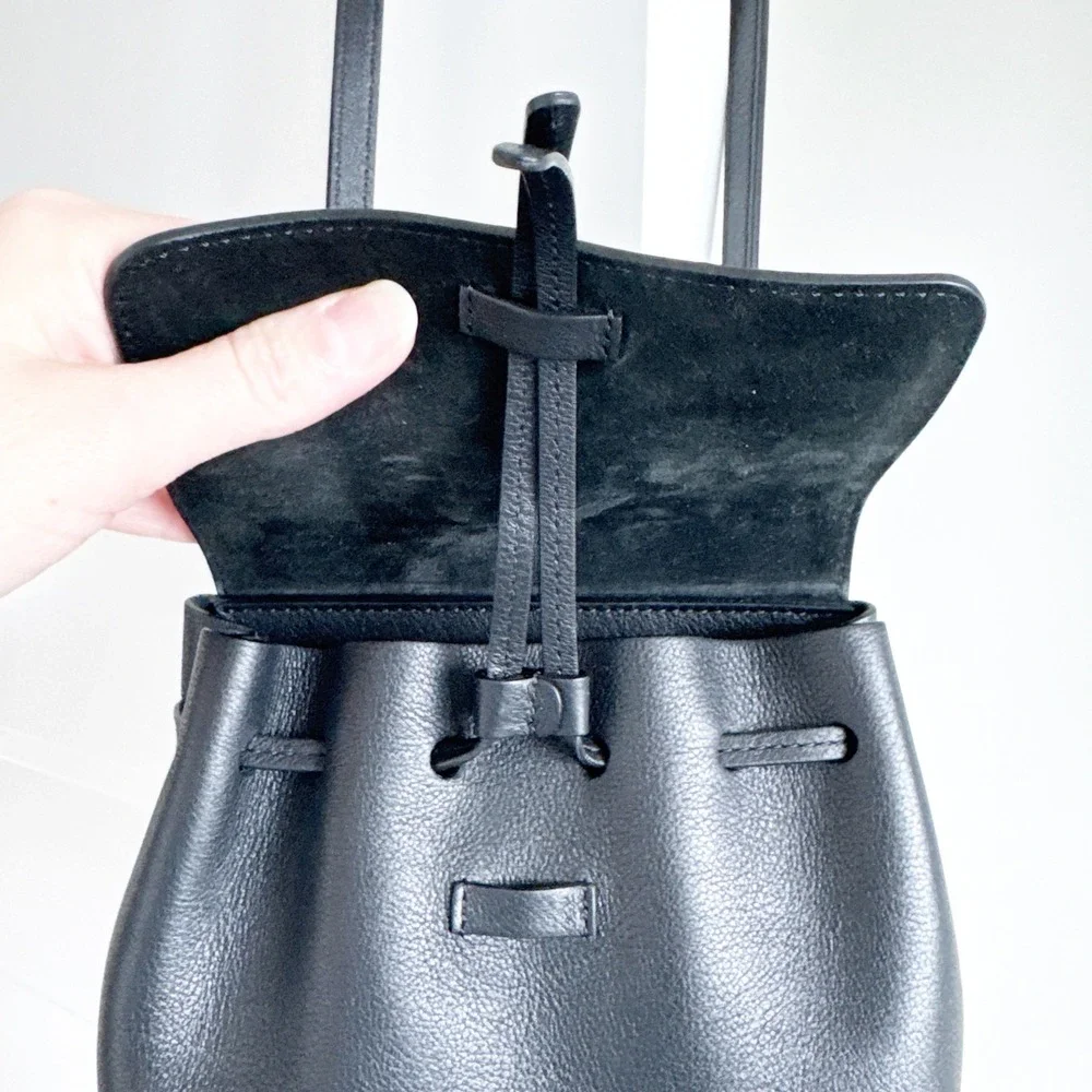 Mansur Gavriel Mini Lady‎ Bag Black Pebbled Leather Crossbody Handbag Italy